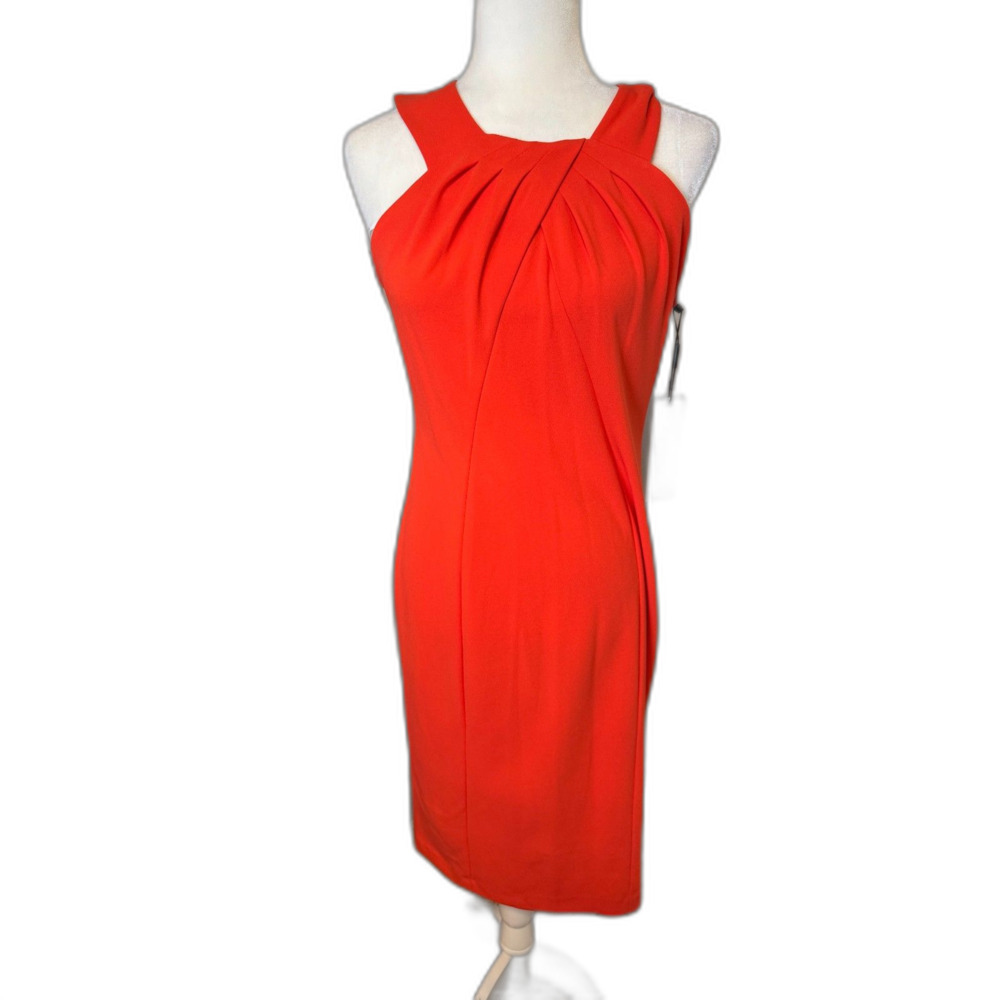 Calvin Klein | Halter Red Midi Length Dress Size 6 NWT Tomato Girl Office Siren
